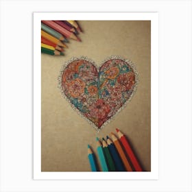 Heart With Colored Pencils 1 Art Print