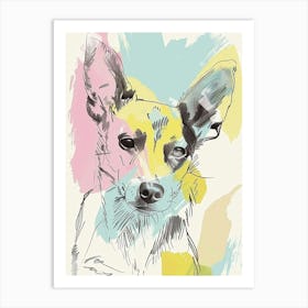 Colourful Dog Abstract Line Illustration 2 Art Print