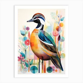 Bird Painting Collage Wood Duck 3 Art Print
