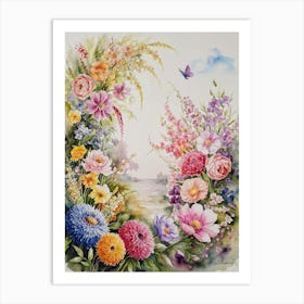 Watercolor Of Flowers 6 Art Print