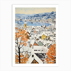 Winter Snow Lucerne   Switzerland Snow Illustration 2 Art Print