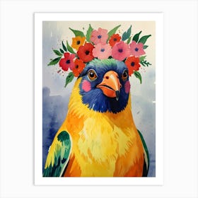 Bird With Flowers On Its Head Art Print