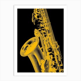 Gold Saxophone Line Art 1 Art Print