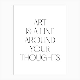 Art Is A Line Around Your Thoughts Klimt Quote Art Print