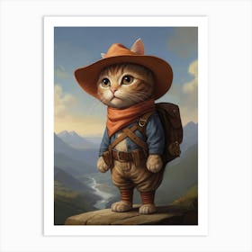 Cat with A Hat Explorer Art Print