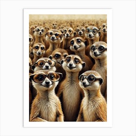 Meerkats In Glasses Art Print