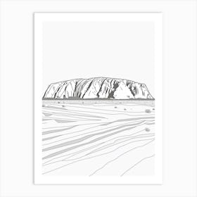 Ayers Rock Australia Color Line Drawing (6) Art Print
