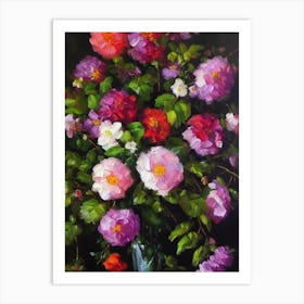 Violet Still Life Oil Painting Flower Art Print