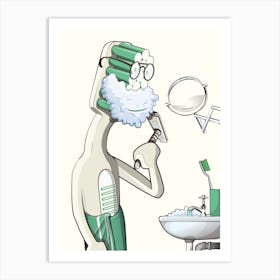 Toothbrush In The Bathroom Art Print