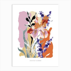 Colourful Flower Illustration Poster Statice Flower 1 Art Print