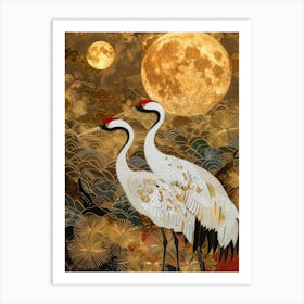 Cranes In The Moonlight 3 Art Print