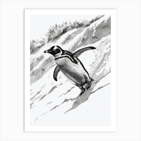 Emperor Penguin Belly Sliding Down Snowy Slopes 2 Art Print