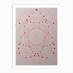 Geometric Abstract Glyph Circle Array in Tomato Red n.0202 Art Print