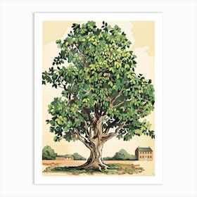 Walnut Tree Storybook Illustration 2 Art Print