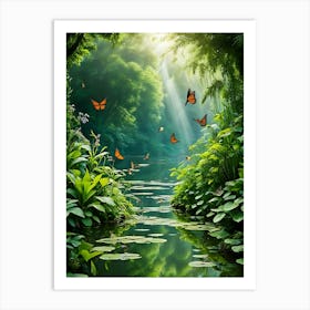 Butterflies In The Forest 1 Art Print