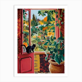 Open Window With Cat Matisse Style 1 Art Print