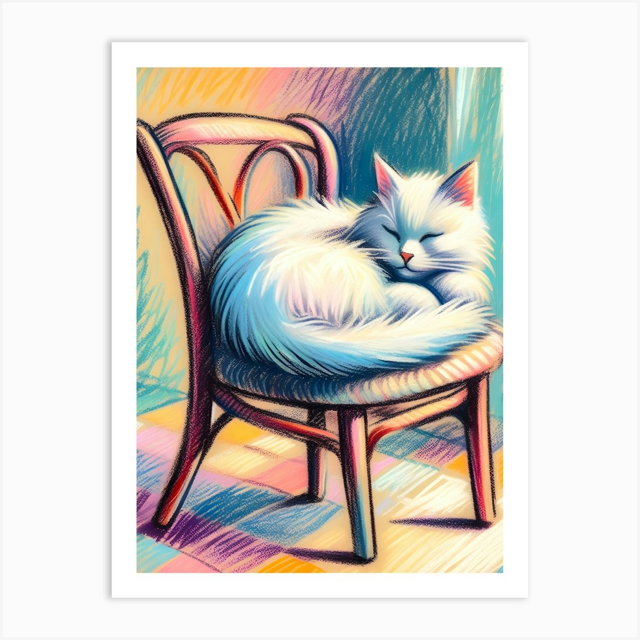 Cat On Chair Portrait Art Print by ARTISTIC AVENUE