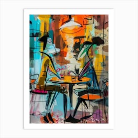 Two People At A Table Style Abstract Art Print