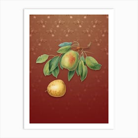 Vintage Pear Botanical on Falu Red Pattern 1 Art Print