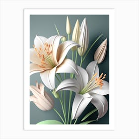 3d Lily Bouquet Art Print