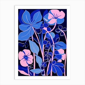 Blue Flower Illustration Sweet Pea 1 Art Print