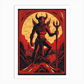 The Devil Tarot Card, Vintage 1 Art Print
