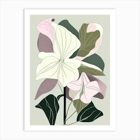 Trillium Wildflower Modern Muted Colours Art Print
