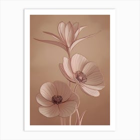 Flowers On A Brown Background Art Print