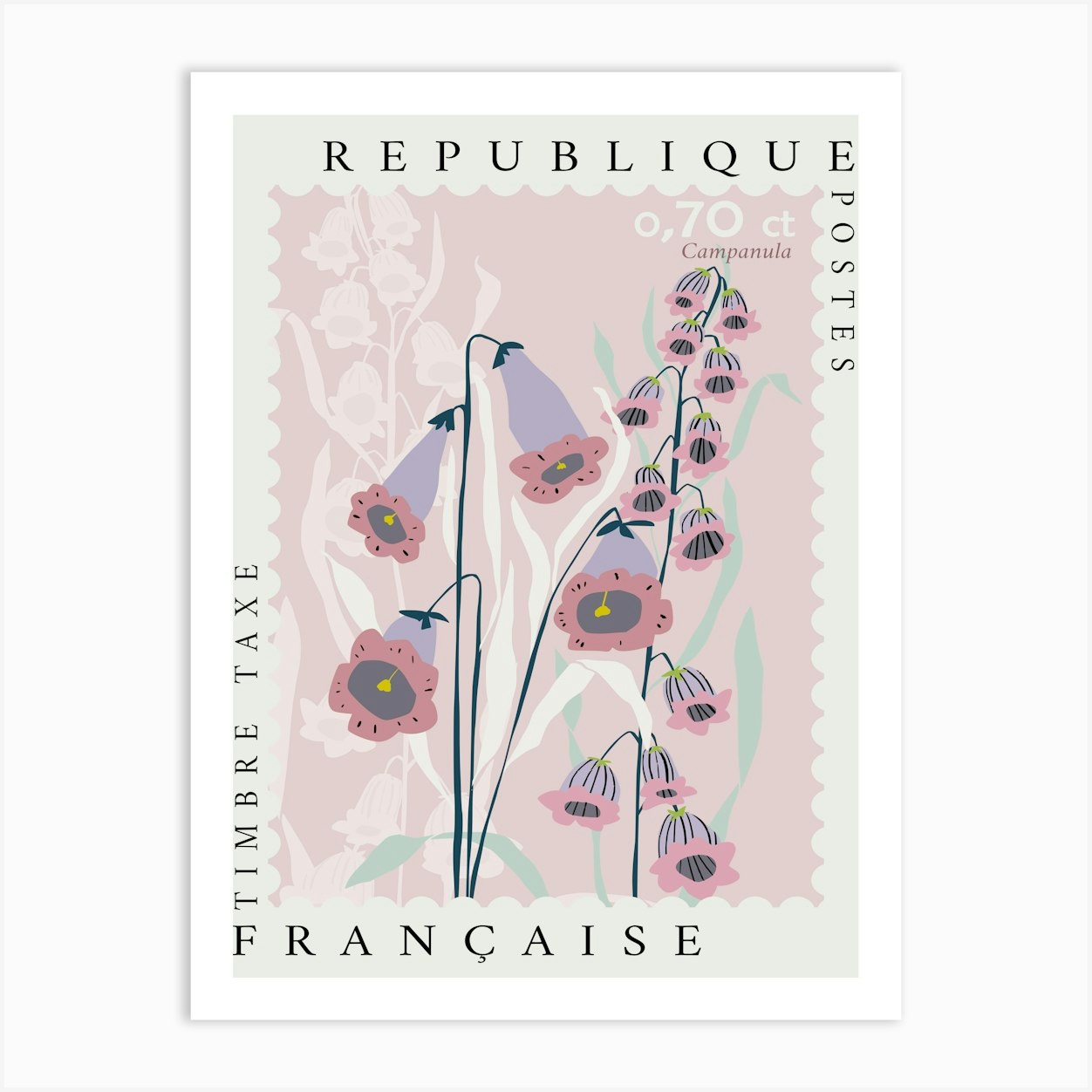 Nordic Ease Campanula Timbre Art Print by DESIGN D'annick