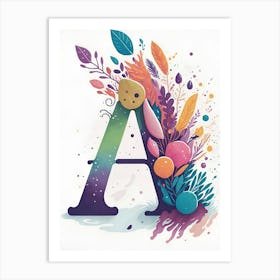 Colorful Letter A Illustration 108 Art Print