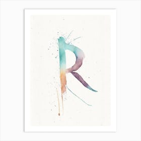 R, Letter, Alphabet Minimalist Watercolour 2 Art Print