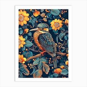 Kingfisher Inspired By William Morris Art Print