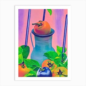 Persimmon 1 Risograph Retro Poster Fruit Art Print