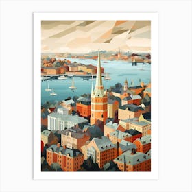 Helsinki, Finland, Geometric Illustration 1 Art Print