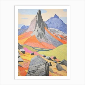 Tryfan Wales 2 Colourful Mountain Illustration Art Print