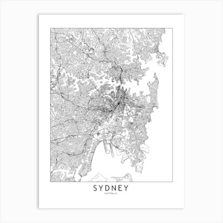 Sydney White Map Art Print
