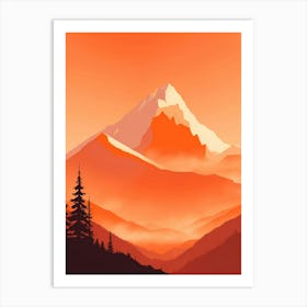 Misty Mountains Vertical Composition In Orange Tone 331 Art Print