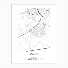 Mierlo,Netherlands Minimalist Map Art Print