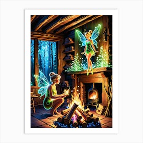 Tinkerbells lighting the fireplace Art Print