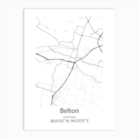 Belton,United States Minimalist Map 1 Art Print