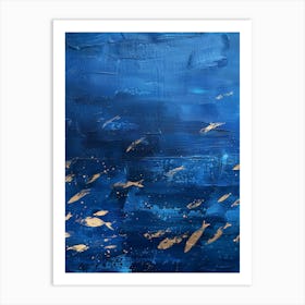 Gold Fish In Blue Water Art Print