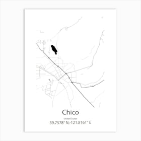 Chico,United States Minimalist Map Art Print