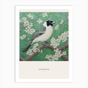 Ohara Koson Inspired Bird Painting Sparrow 4 Poster Art Print