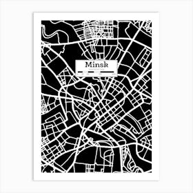 Map Of Minsk, Belarus — Hand-drawn map, vector black map Art Print