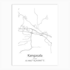 Kangasala,Finland Minimalist Map Art Print