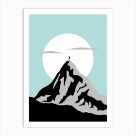 Man On Top Of Mountain Art Print