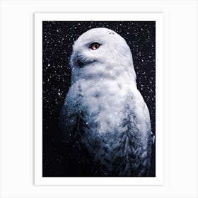 Snowy Owl And Forest Of Firs Art Print