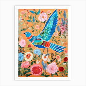 Maximalist Bird Painting Eastern Bluebird 4 Art Print