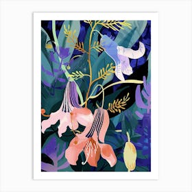 Colourful Flower Illustration Canterbury Bells 3 Art Print