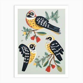 Folk Style Bird Painting American Kestrel 2 Art Print